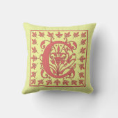 Cイニシャル枕 – 黄色の背景のピンクC クッション (裏面)