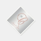 Cエレガントシルバーグレーバラ金ゴールド結婚 スタンダードカクテルナプキン (角)