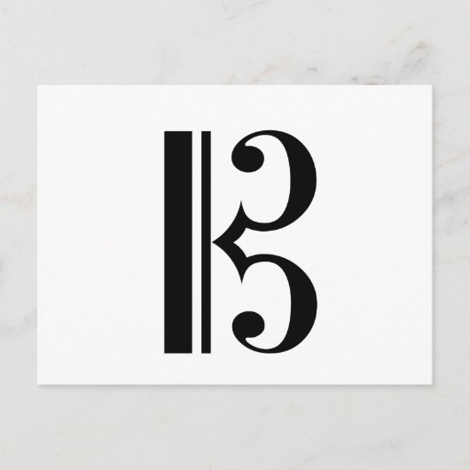 Cクレフ、 音符記号はがき ポストカード (正面)