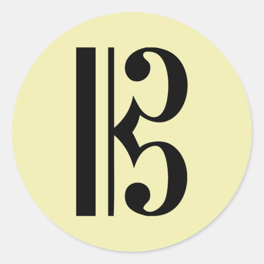 Cクレフ、 音符記号記号 ラウンドシール (正面)