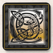 'C'ケルト系ブラックストーンモノグラムコースター