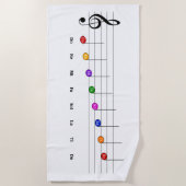 Cスケー専攻のル・イン・トレブル・クレフ、 音符記号・キッズ・ミュージック・リテラシー ビーチタオル (正面)