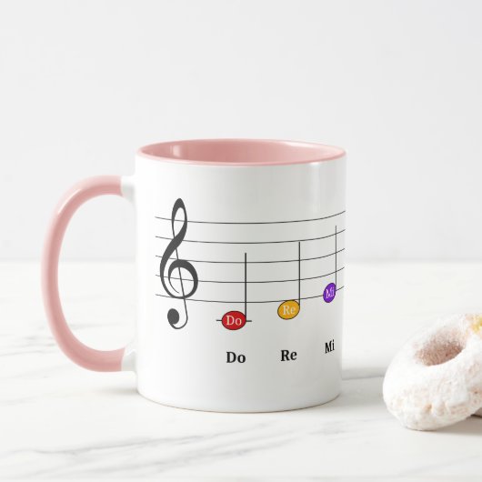 Cスケー専攻のル・イン・トレブル・クレフ、 音符記号・キッズ・ミュージック・リテラシー マグカップ (ドーナツ)