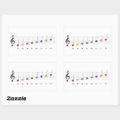 Cスケー専攻のル・イン・トレブル・クレフ、 音符記号・キッズ・ミュージック・リテラシー 長方形シール (シート)