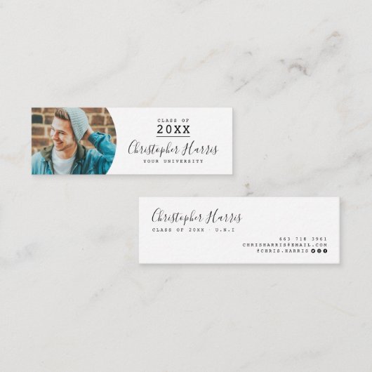 cモダンの白黒の卒業写真クラス コーリングカード (正面/裏面)