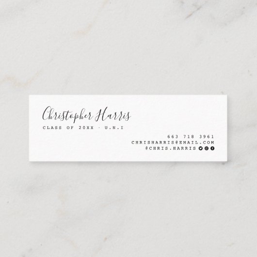 cモダンの白黒の卒業写真クラス コーリングカード (裏面)