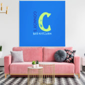 Cモノグラムイニシャルバーバルミツワーサインインボード キャンバスプリント (インサイチュ (リビング))