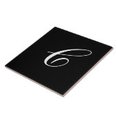 Cモノグラムイニシャルホワイトオンブラック タイル (側面)