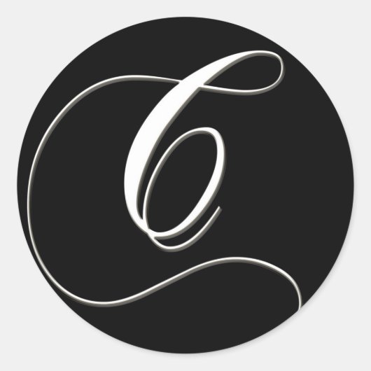 Cモノグラムエレガント – 白黒 ラウンドシール (正面)