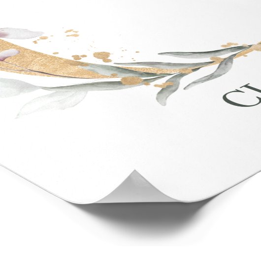 Cモノグラムパーソナライズされたフローラ ポスター (角)