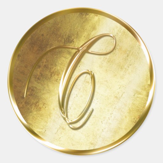 Cモノグラムフェイク金ゴールド封筒用シールシール ラウンドシール (正面)