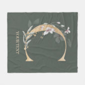 Cモノグラムフローラパーソナライズされたフリースブランケット フリースブランケット (正面(横))