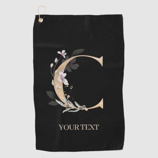 Cモノグラムフローラパーソナライズされた ゴルフタオル (正面)