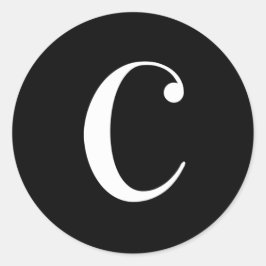 Cモノグラム、白文字オンブラック ラウンドシール