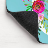 Cレターイニシャルモノグラムカスタムフローラ色 マウスパッド (コーナー)