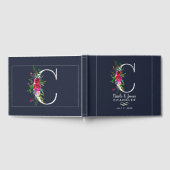 Cレターイニシャルモノグラムフローラ結婚名 ゲストブック (全面)
