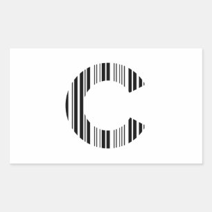 C文字バーコードイニシャルバーコードパターン 長方形シール