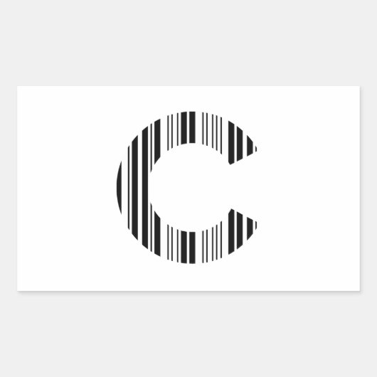 C文字バーコードイニシャルバーコードパターン 長方形シール (正面)