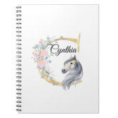 C文字パーソナライズされた名（馬付き）   ノートブック (正面)