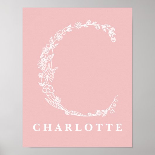 C植物性フローラモノグラムカスタム子供部屋ポスター ポスター (正面)