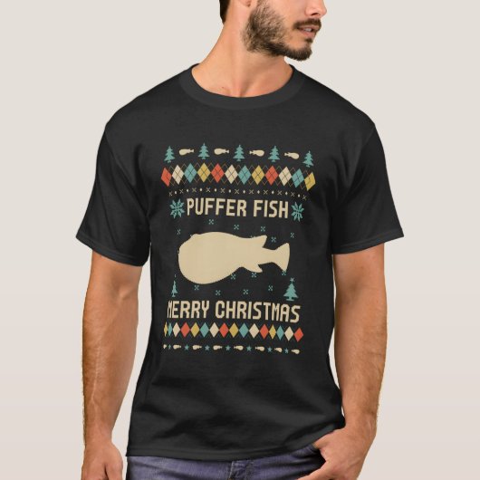 C用フグおもしろいの醜いセーターヴィンテージレトロ Tシャツ (正面)