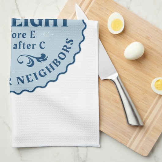 C規則の後を除いてEの前におもしろい キッチンタオル (四つ折り)