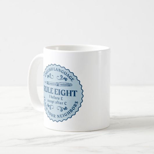 C規則の後を除いてEの前におもしろい コーヒーマグカップ (正面左)