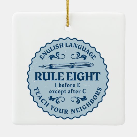 C規則の後を除いてEの前におもしろい セラミックオーナメント (裏面)