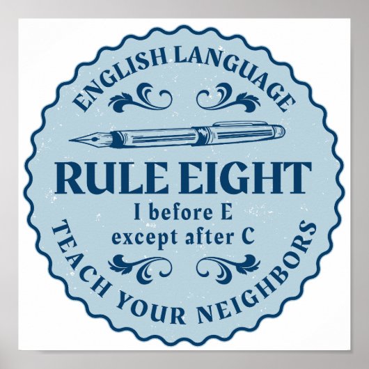 C規則の後を除いてEの前におもしろい ポスター (正面)