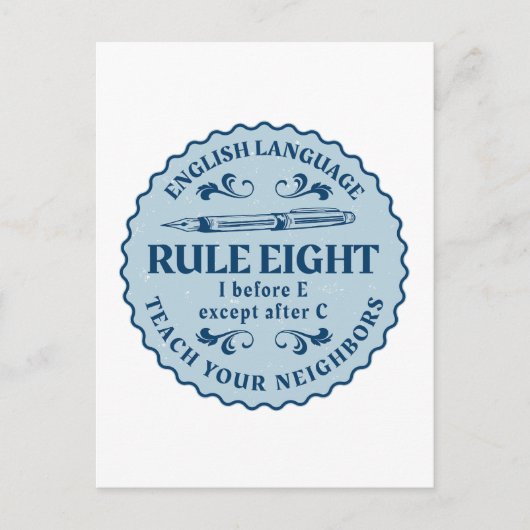 C規則の後を除いてEの前におもしろい ポストカード (正面)