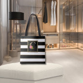 C金ゴールドフローラモノグラム |白黒金ゴールドストライプ トートバッグ