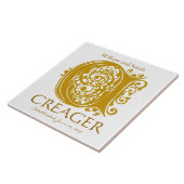 C金ゴールドモノグラム（白） -結婚名前の日付タイル タイル (側面)