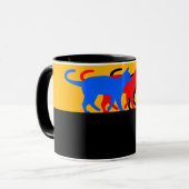 C01 - Tasse mit 3 farbigen Katzen マグカップ (正面左)