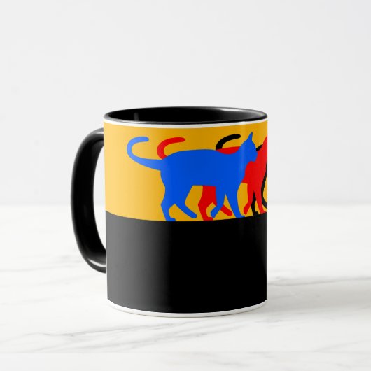 C01 - Tasse mit 3 farbigen Katzen マグカップ (正面左)