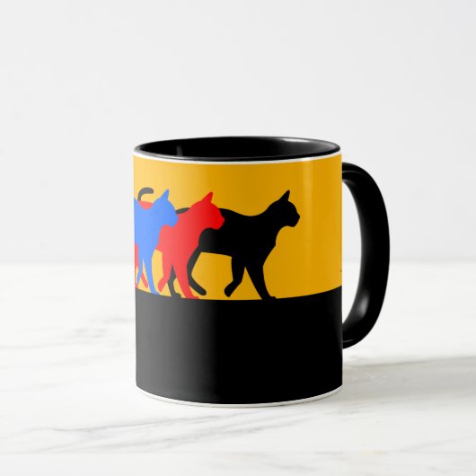 C01 - Tasse mit 3 farbigen Katzen マグカップ (正面右)
