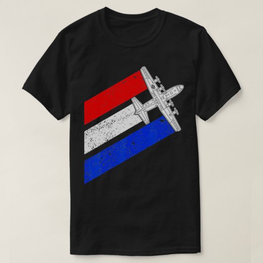 C130ヘラクレス砲撃機USA国旗C130 4位 Tシャツ (デザイン正面)