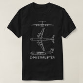 C141スターリフター米国飛行機飛行機設計図 Tシャツ (デザイン正面)