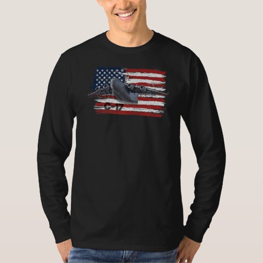 C17グローバルマスター軍隊輸送航空機旗 Tシャツ (正面)