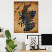 C18th Scotland and Sassenachs Map Art Poster ポスター (ホームオフィス)
