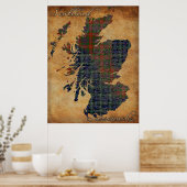 C18th Scotland and Sassenachs Map Art Poster ポスター (キッチン)