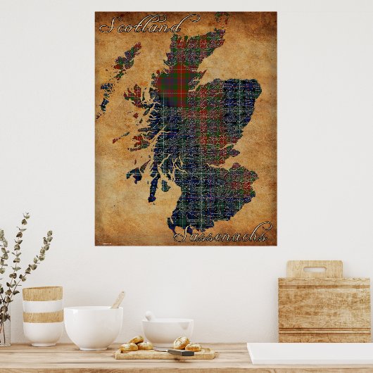 C18th Scotland and Sassenachs Map Art Poster ポスター (キッチン)