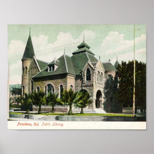 c1910 Public Library, Pasadena, CA ポスター (正面)