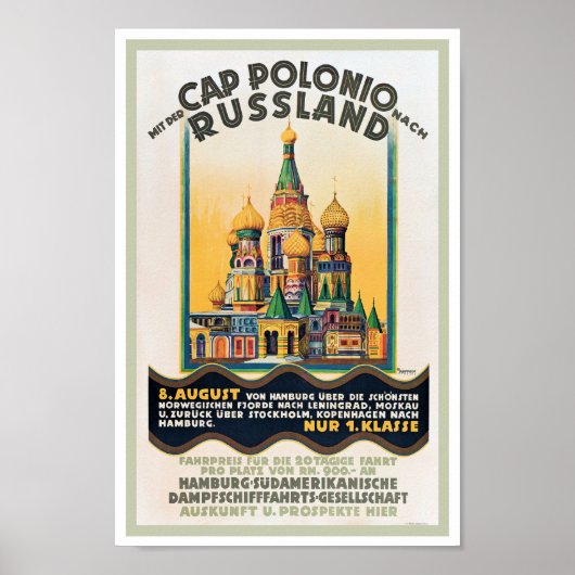 c1930s TRAVEL POSTER GERMANY TO RUSSIA  ポスター (正面)
