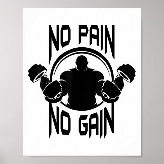 C386 No Pain No Gain Gym Workout Fitness Motivatio ポスター (正面)