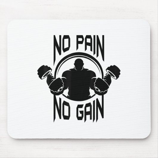 C386 No Pain No Gain Gym Workout Fitness Motivatio マウスパッド (正面)