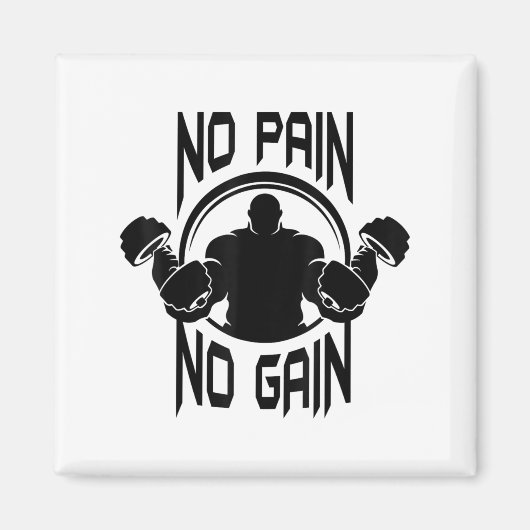 C386 No Pain No Gain Gym Workout Fitness Motivatio マグネット (正面)