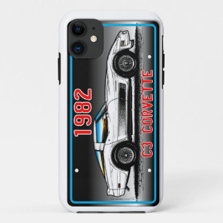 C3 1982年のコルベットのナンバープレートの芸術灰色の背景 iPhone 11 ケース