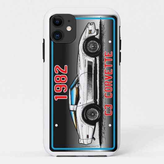 C3 1982年のコルベットのナンバープレートの芸術灰色の背景 Case-Mate iPhoneケース (裏面)