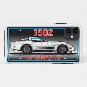 C3 1982年のコルベットのナンバープレートの芸術灰色の背景 Case-Mate iPhoneケース (裏面(横))
