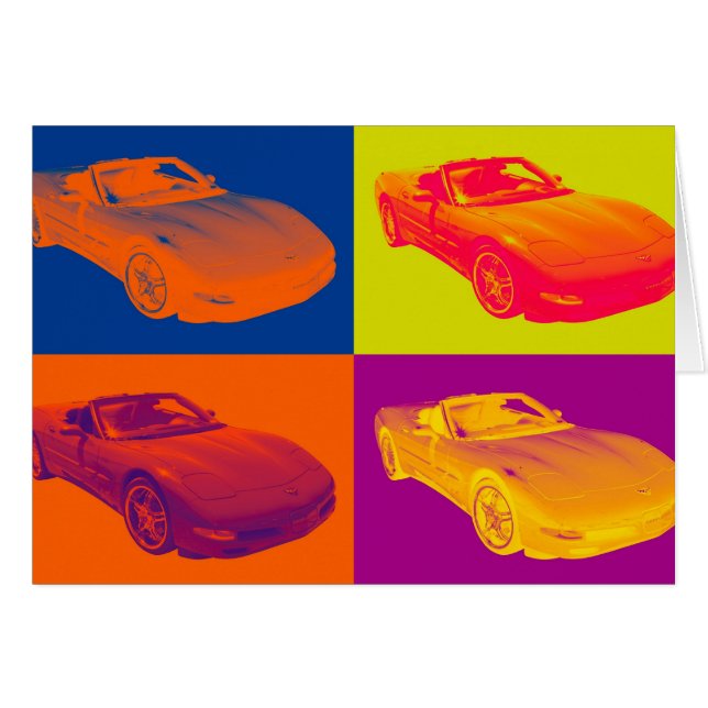 C5コルベット変換可能な筋肉車のポップアート (正面横)